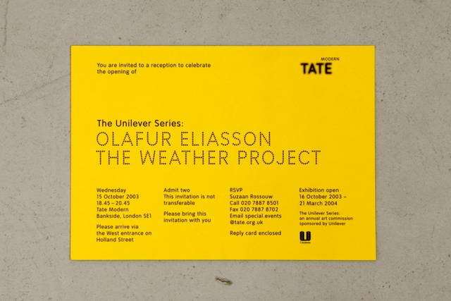Invitation for Olafur Eliasson: The weather project, 2003, Turbine Hall Tate Modern, London, 2003-2004