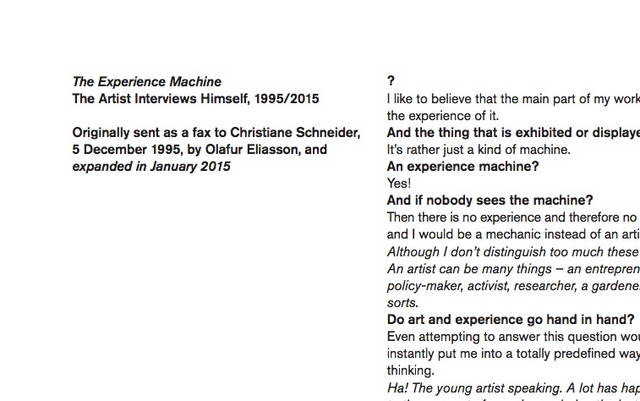 The Experience Machine. The Artist Interviews Himself