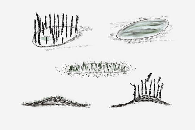 Sketch by landscape architect Günther Vogt from the planning process for Your glacial expectations, 2012 (