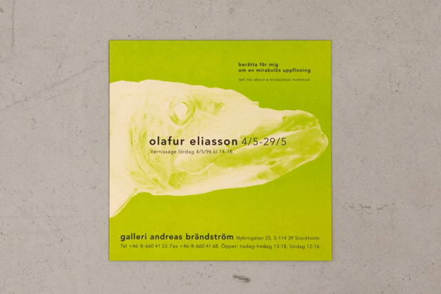 Invitation for Tell me about a miraculous invention, Galleri Andreas Brändström, Stockholm, 1996