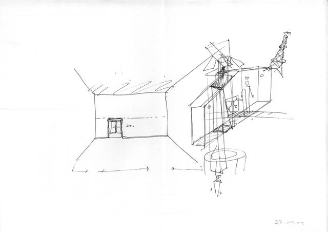 Sketch for the exhibition Chaque matin je me sens différent, chaque soir je me sens le même, 2002