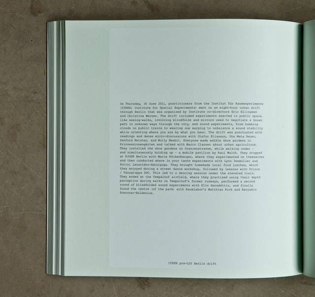 Account of an urban drift, from Olafur Eliasson: Life is Space 4, edited by Anna Engberg-Pedersen / Studio Olafur Eliasson, Berlin 2012