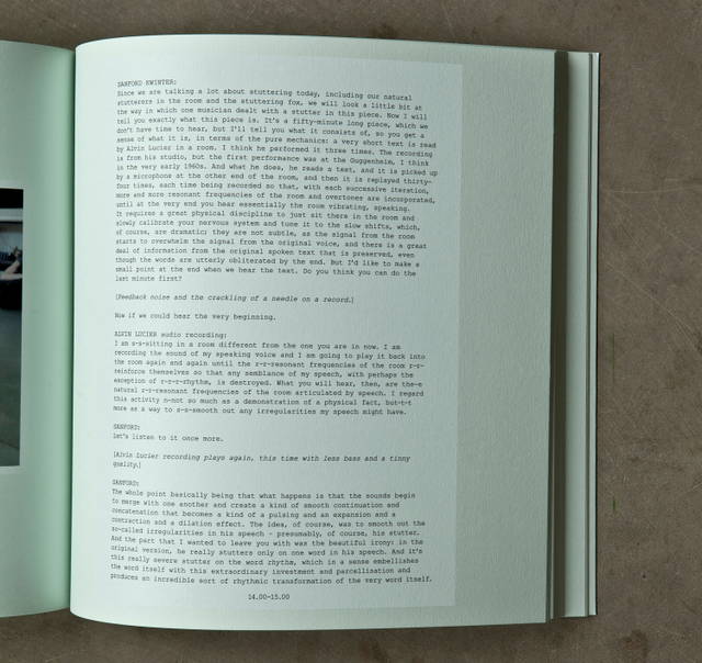 Sanford Kwinter considers Alvin Lucier's stutter, from Olafur Eliasson: Life is Space 4, edited by Anna Engberg-Pedersen / Studio Olafur Eliasson, Berlin