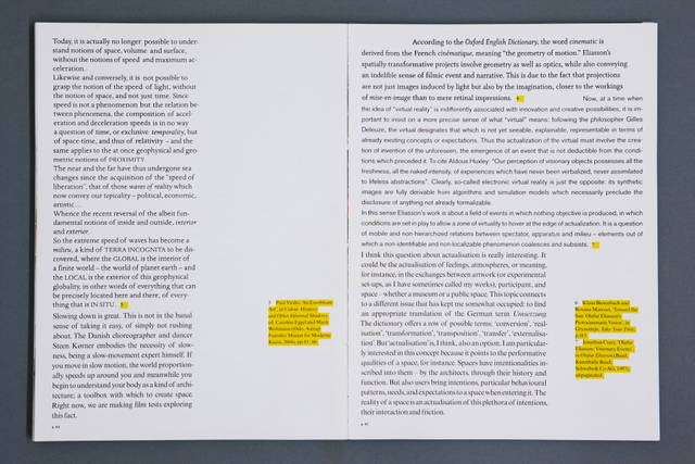 A Text Collage from TYT (Take Your Time) Vol. 2: Printed Matter, edited by Studio Olafur Eliasson, Cologne 2009, pp. 82-89, 84-85