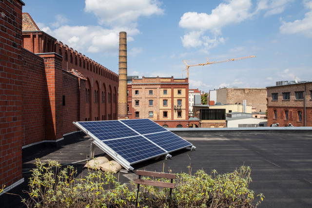 Solar panels collecting energy for Your Star, 2015 on the roof of Studio Olafur Eliasson, Berlin, in summe - Studio Olafur Eliasson, Berlin – 2015 - Photo: María del Pilar García Ayensa / Studio Olafur Eliasson