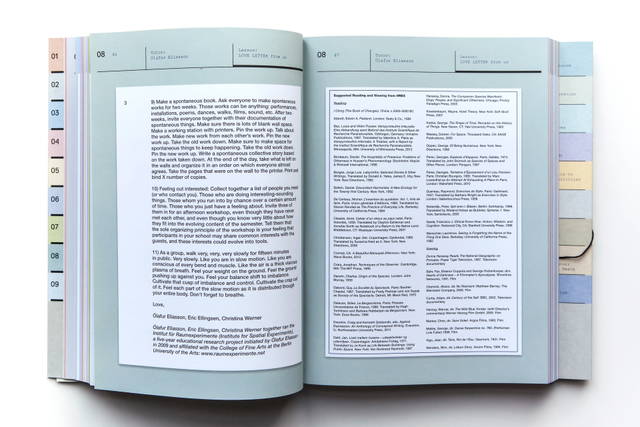 Spread from Love letter from us by Olafur Eliasson, Christina Werner and Eric Ellingsen in Akademie  - Photo: María del Pilar García Ayensa / Studio Olafur Eliasson
