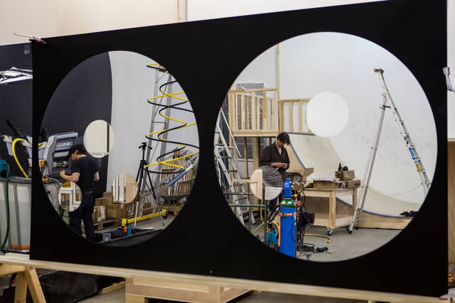 At Studio Olafur Eliasson, working on Solar empowerment spiral, 2016 - Photo: Runa Maya Mørk Huber / Studio Olafur Eliasson 