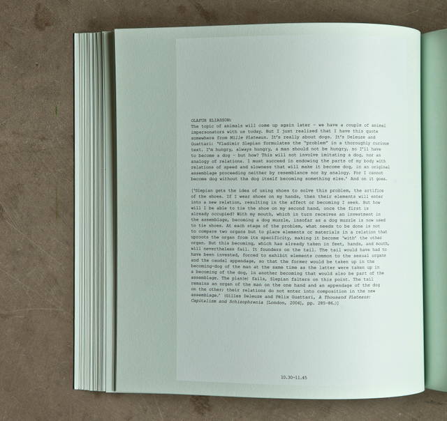 Olafur Eliasson on becoming dog, from Olafur Eliasson: Life is Space 4, edited by Anna Engberg-Pedersen / Studio Olafur Eliasson, Berlin 2012