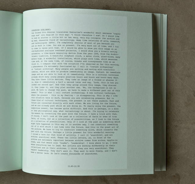 Siegfried Zielinski explains variantology, from Olafur Eliasson: Life is Space 4, edited by Anna Engberg-Pedersen / Studio Olafur Eliasson, Berlin