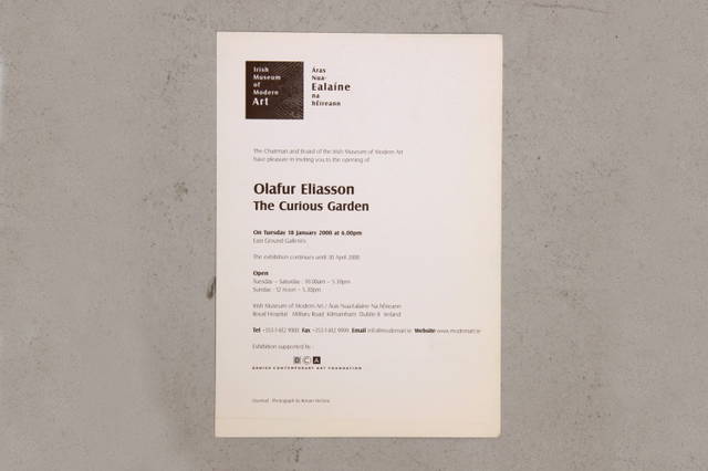 Invitation for Olafur Eliasson: The Curious Garden, 2000, Irish Museum of Modern Art, Dublin, 2000