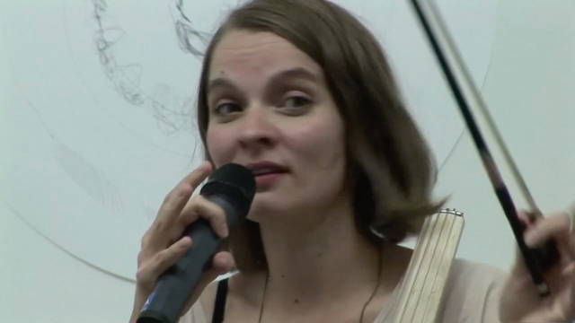 Hildur Guðnadóttir makes a drawing with her cello. Life Is Space, 2011: 14.00–15.00 Afternoon Session I