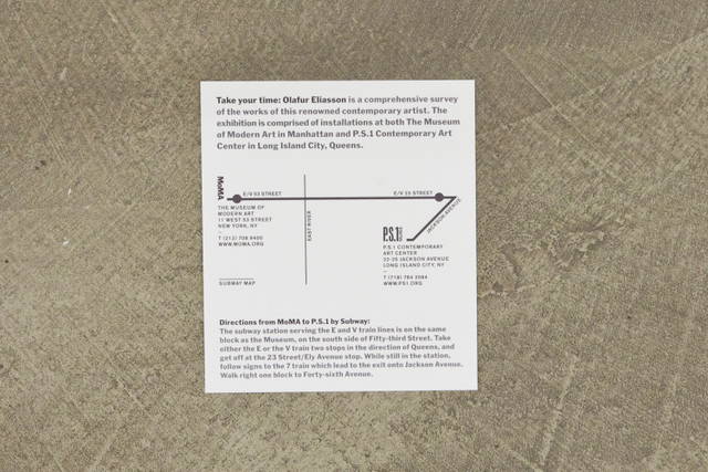 Invitation for Take Your Time, Museum of Modern Art and P.S.1 Contemporary Art Center, New York, 200