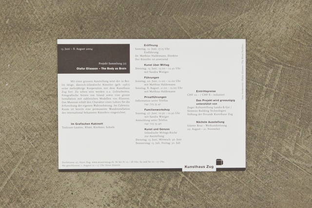 Invitation for The Body as Brain (2), Kunsthaus Zug, Zug, 2004