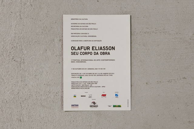 Invitation for Olafur Eliasson: Seu corpo da obra (Your body of work), 2011, SESC Belenzinho, SESC Pompeia