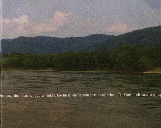 Cover from Olafur Eliasson: Camera Obscura für die Donau, edited by Kerstin Schmidt / Studio Olafur Eliasson, Berlin / St. Pölten 2004	