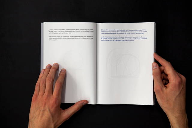 Spread from Never Known but Is the Knower / Jamais connu, il est le connaissant, edited by William Stewart / Studio Olafur Eliasson, Berlin 2014