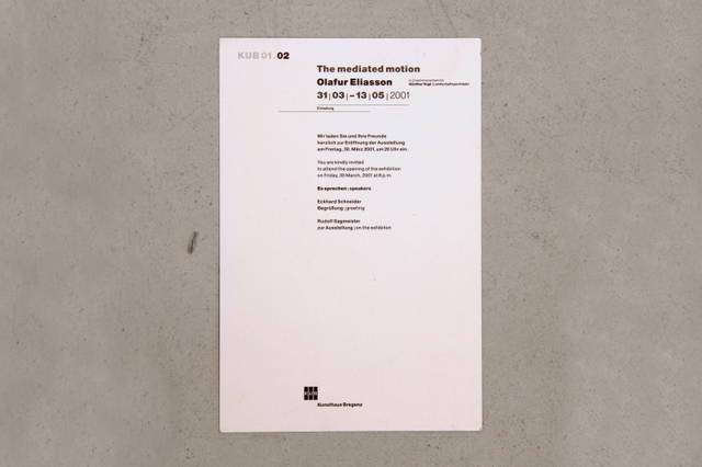 Invitation for The mediated motion, Kunsthaus Bregenz, 2001 