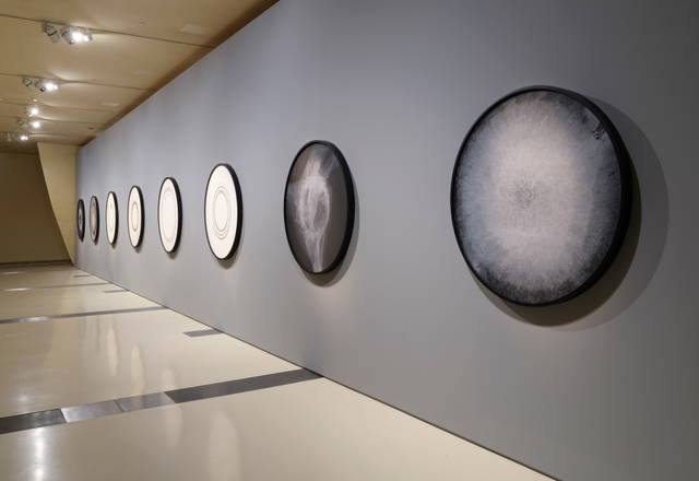 Installation view, The curious desert, Drawings from Saltwater-drawing observatory, 2023 and Solar-drawing observatory comprises - National Museum of Qatar, Doha – 2023 - Photo: Anders Sune Berg