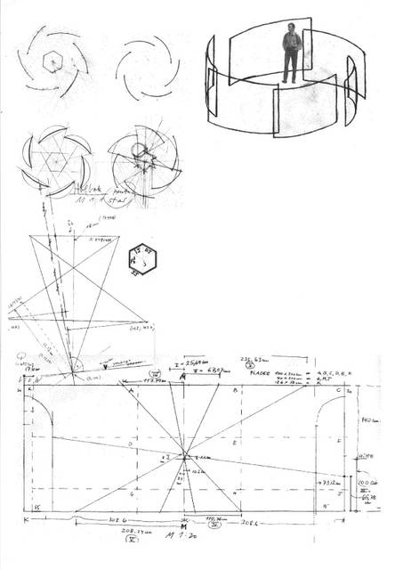 Sketch for 5-dimensionel pavillon, 1998 and pavilion for Movement meter for Lernacken by Einar Thorsteinn