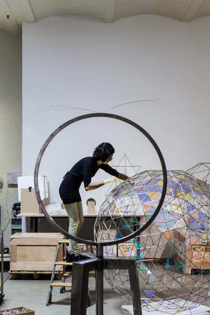 At Studio Olafur Eliasson, working on Care and power sphere, 2016 - Photo: Runa Maya Mørk Huber / Studio Olafur Eliasson