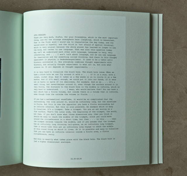 Otto Rössler visualizes the black hole, from Olafur Eliasson: Life is Space 4, edited by Anna Engberg-Pedersen / Studio Olafur Eliasson, Berlin