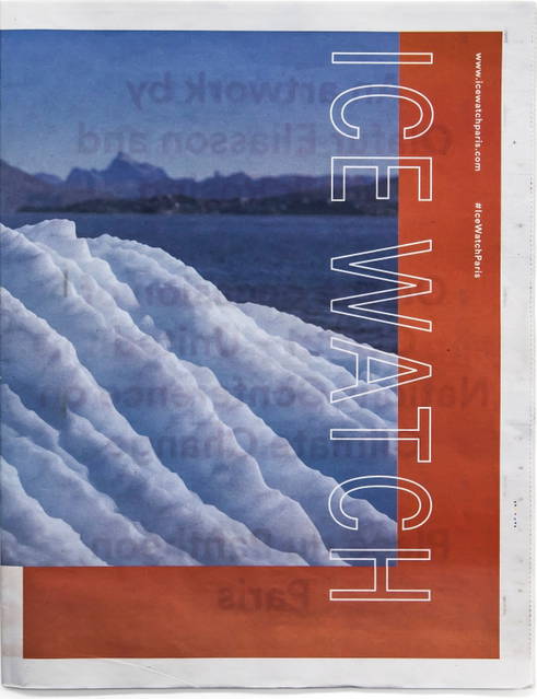 Cover of Ice watch Paris newspaper, published by Studio Olafur Eliasson - Photo: María del Pilar García Ayensa / Studio Olafur Eliasson