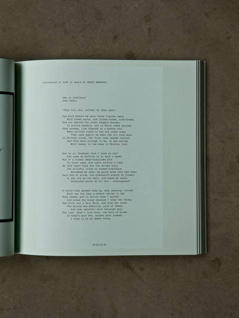 Ode on Indolence by John Keats from Olafur Eliasson: Life is Space 4, edited by Anna Engberg-Pedersen / Studio Olafur Eliasson, Berlin