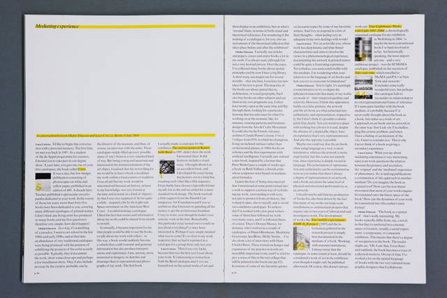 Mediating Experience: A conversation between Olafur Eliasson and Luca Cerizza, Berlin, 6 July 2009