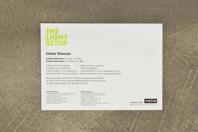 Invitation for The Light Setup, Lunds Konsthall, Lund, 2005
